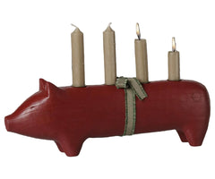Maileg - Trælysestage Rød Gris, Stor Advent