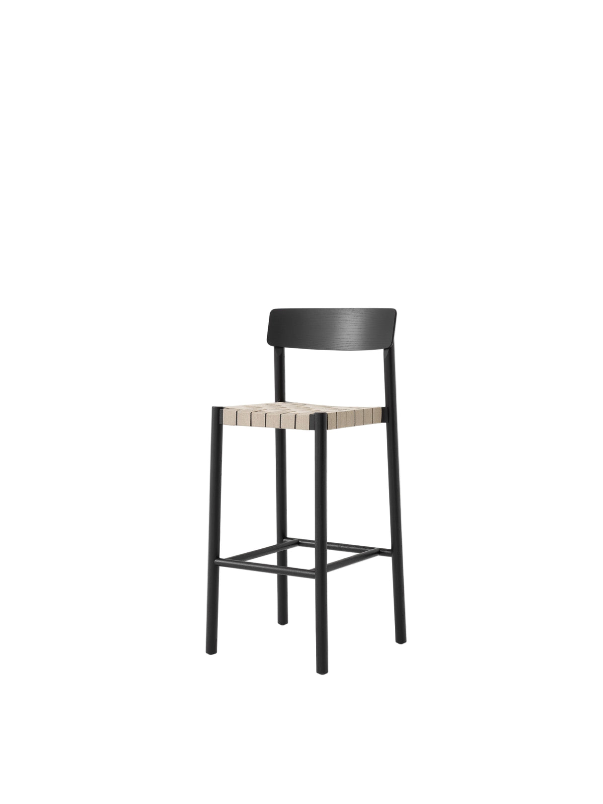 Betty TK15 Bar Chair fra &Tradition - Sort lakeret ask med natur flet - Jacobsen Plus