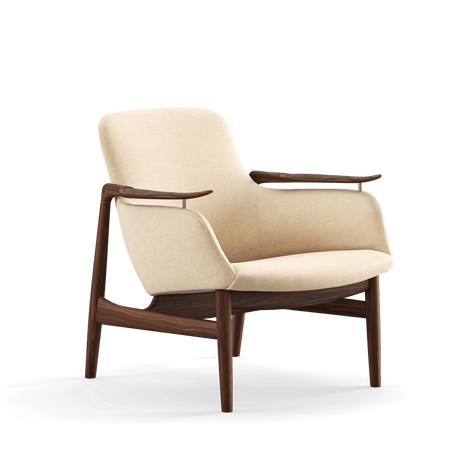 53 Lænestol, valnød af Finn Juhl - Watercolour - Soft Linen - Jacobsen Plus