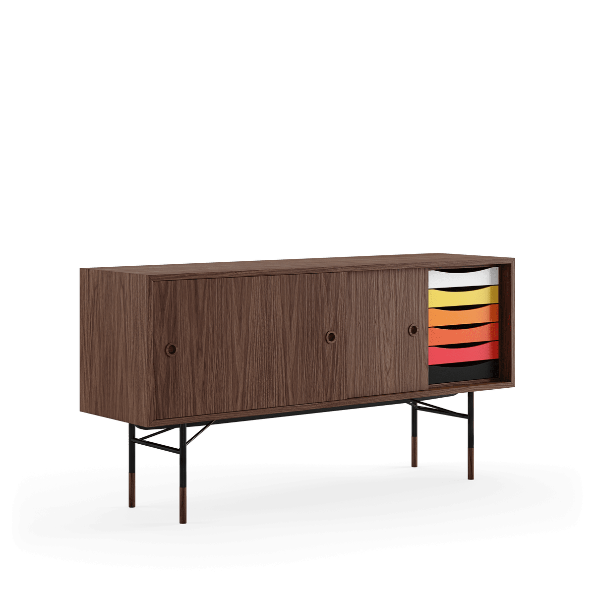  - Valnød/valnød - gul/hvid skydelåge - Jacobsen Plus