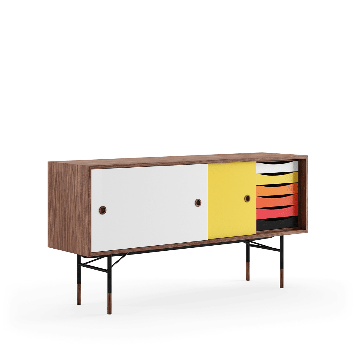  - Valnød - gul/hvid skydelåge - Jacobsen Plus