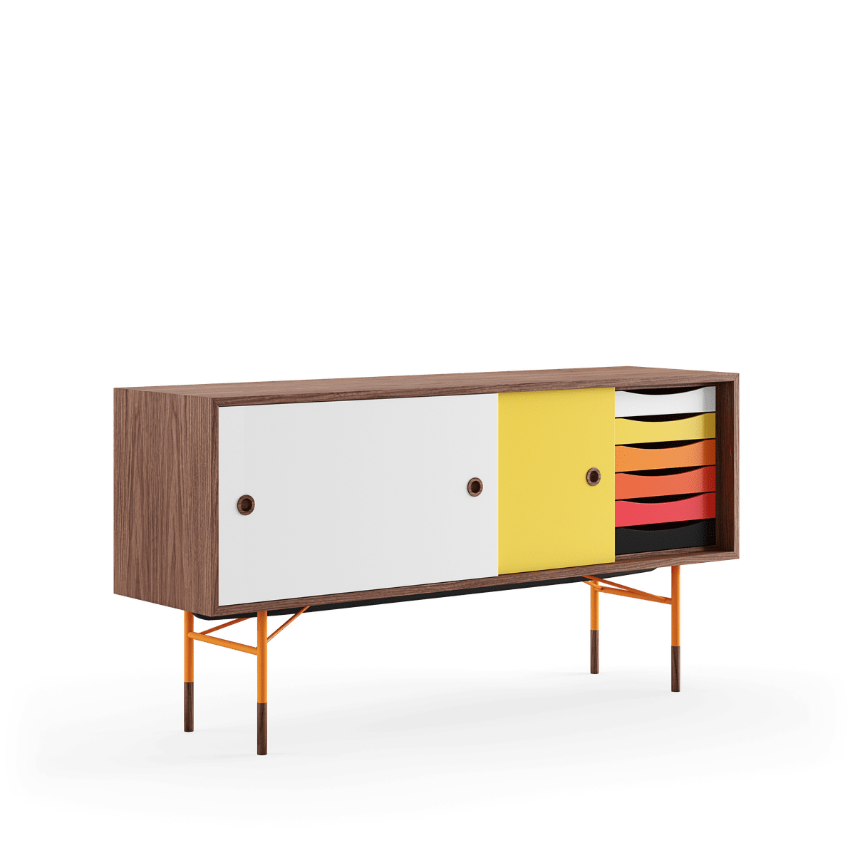  - Valnød - gul/hvid skydelåge - Jacobsen Plus