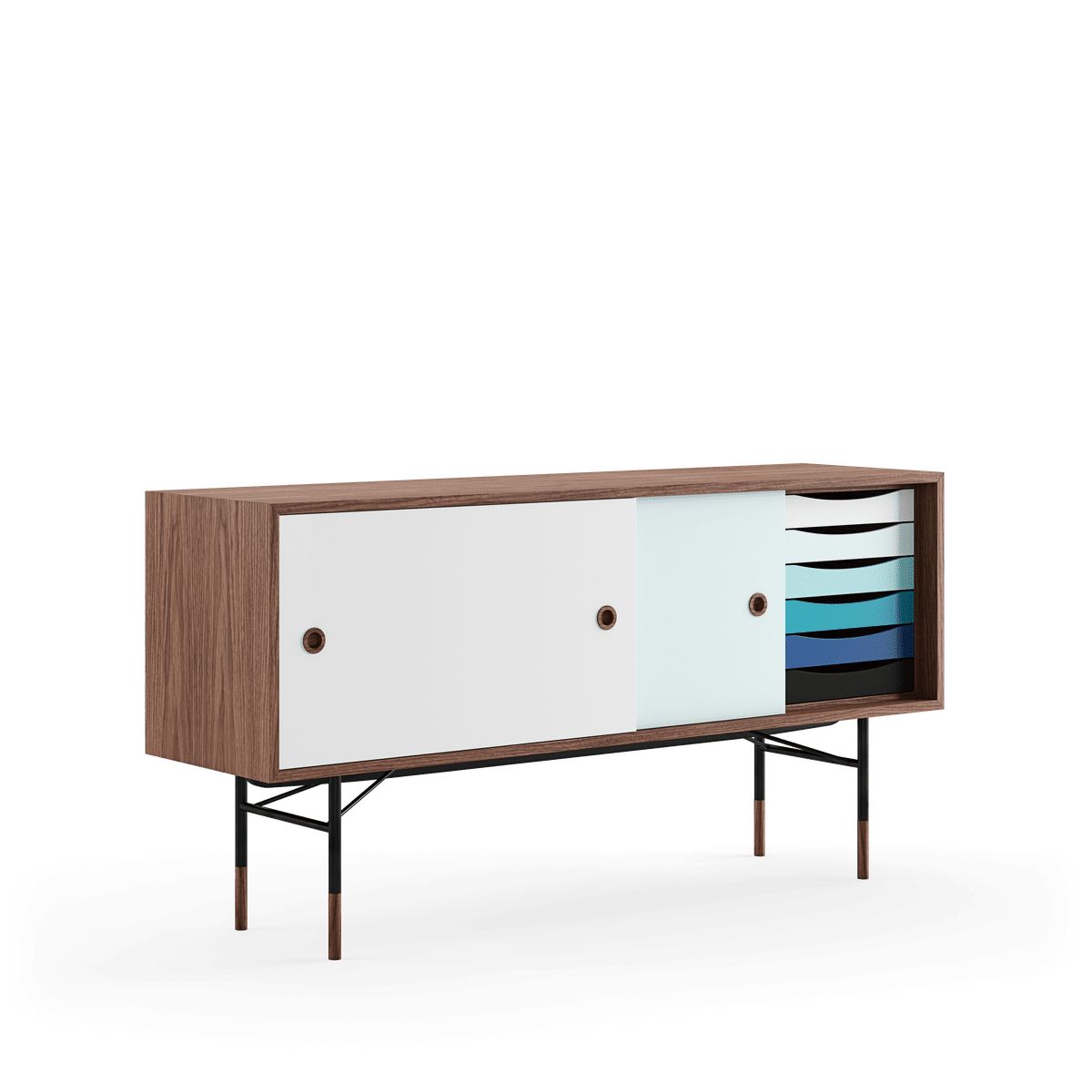  - Valnød - lys blå/hvid skydelåge - Jacobsen Plus