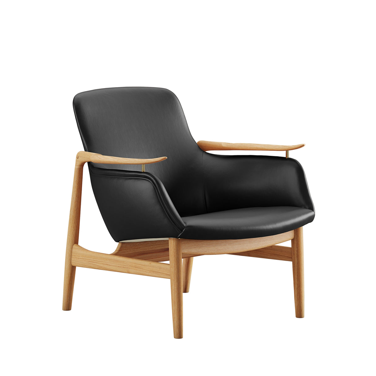 53 Lænestol, eg olie af Finn Juhl - Elegance læder (sort) - Jacobsen Plus