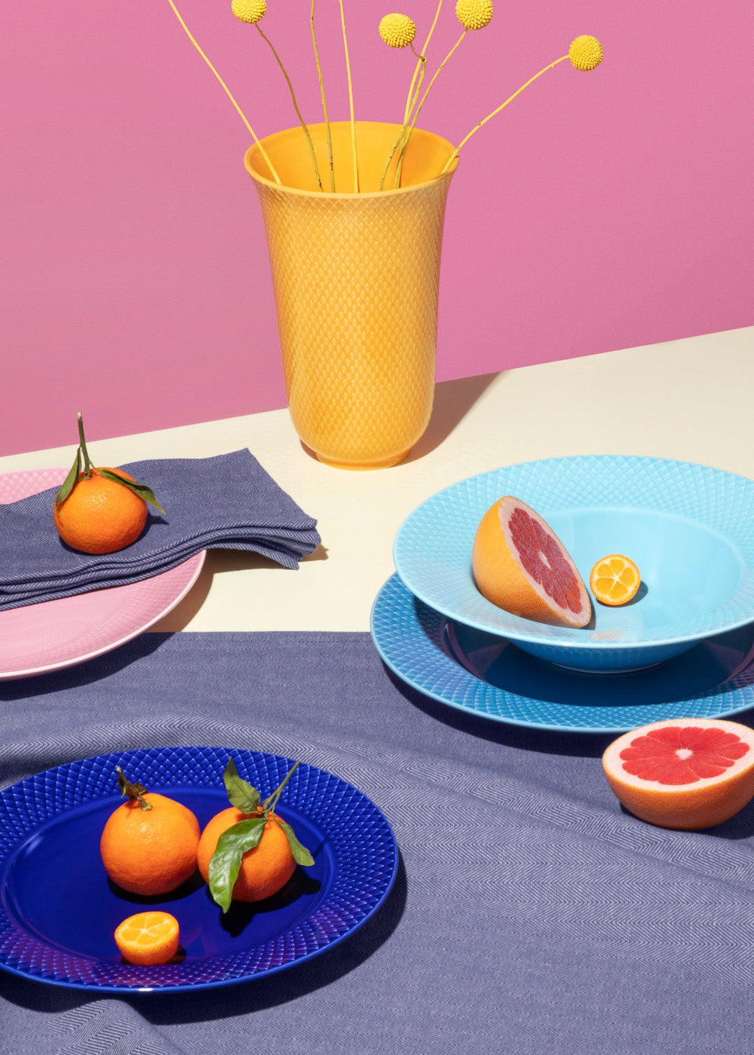 Rhombe tallerken, mørk blå Ø23 cm fra Lyngby Porcelæn