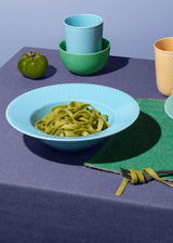 Rhombe dyb tallerken, turkis Ø24,5 cm fra Lyngby Porcelæn - 2 - Jacobsen Plus