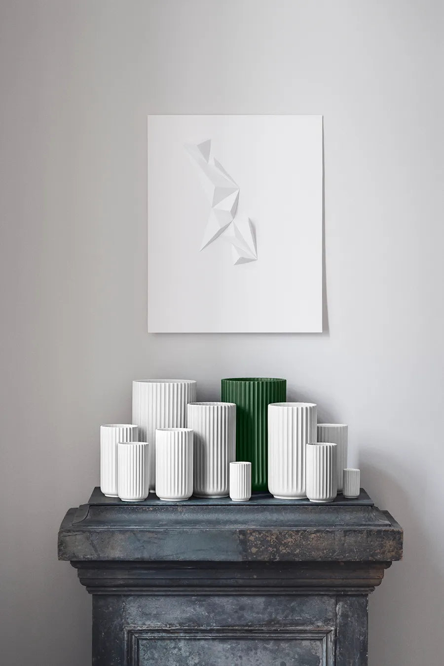 Lyngbyvasen i mørk grøn, H31 cm fra Lyngby Porcelæn