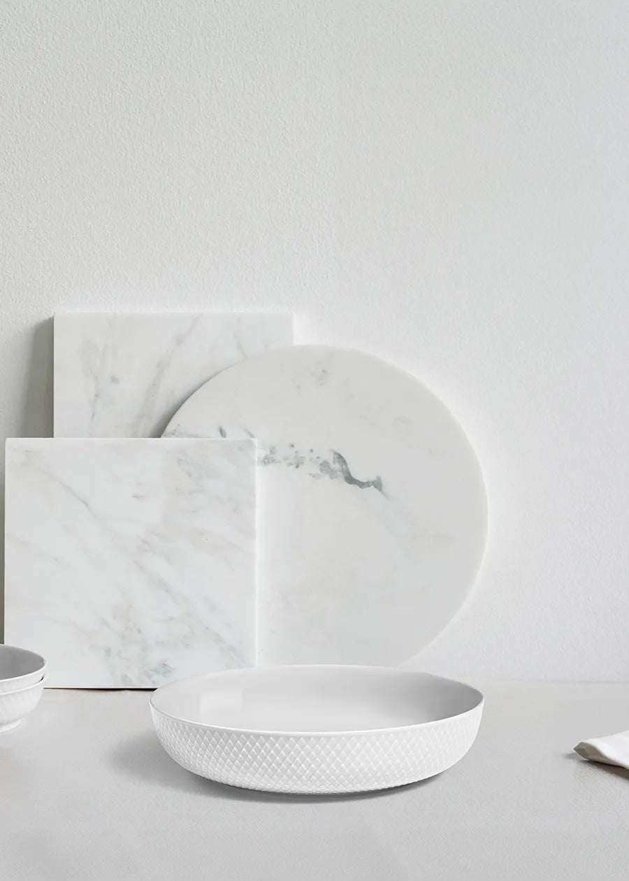Rhombe serveringsskål, hvid fra Lyngby Porcelæn - 2 - Jacobsen Plus