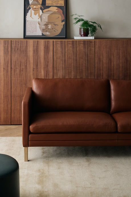 MH276 3 pers. sofa i Baltique anilinlæder fra Mogens Hansen - Baltique 95052 (Rød) - Jacobsen Plus