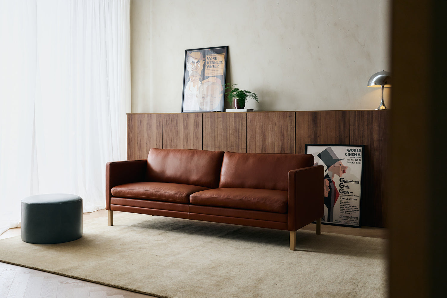 MH276 3 pers. sofa i Baltique anilinlæder fra Mogens Hansen