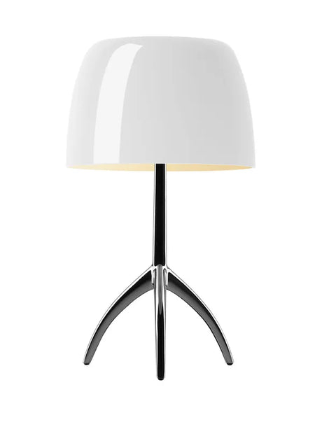 Lumiere Bordlampe fra Foscarini - Sort krom stel / White / Small m. on-off kontakt - Jacobsen Plus