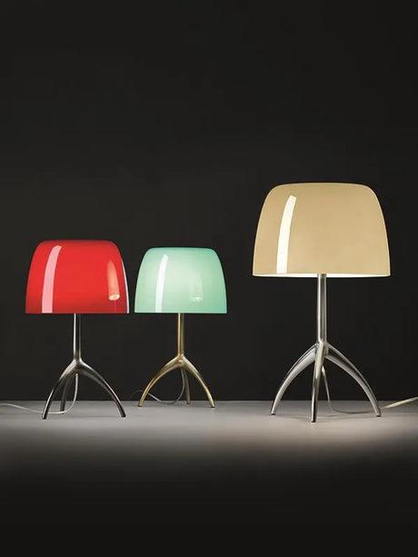 Lumiere Bordlampe fra Foscarini - Aluminium stel / White / Small m. on-off kontakt - Jacobsen Plus