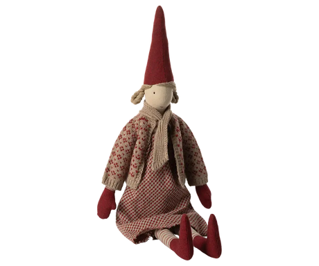 Pixy size 4 - pige med ternet kjole og strik cardigan fra Maileg - 2 - Jacobsen Plus