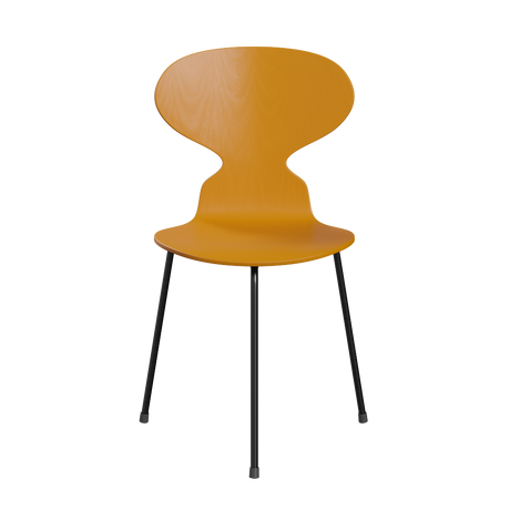 3100 Myren med 3 ben, sort stel af Arne Jacobsen - Farvet finér - Ask - Burnt Yellow (475) - Jacobsen Plus