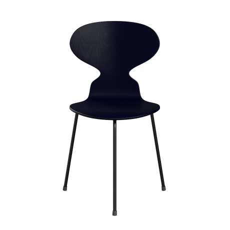 3100 Myren med 3 ben, sort stel af Arne Jacobsen - Farvet finér - Ask - Midnight Blue (895) - Jacobsen Plus
