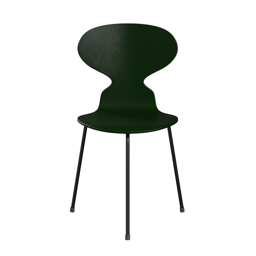 3100 Myren med 3 ben, sort stel af Arne Jacobsen - Farvet finér - Ask - Evergreen (955) - Jacobsen Plus