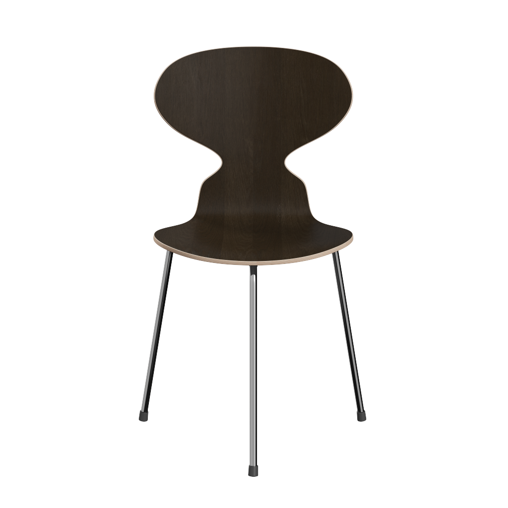 3100 Myren med 3 ben, krom stel af Arne Jacobsen - Ingen farve / Mørkbejdset eg - Jacobsen Plus