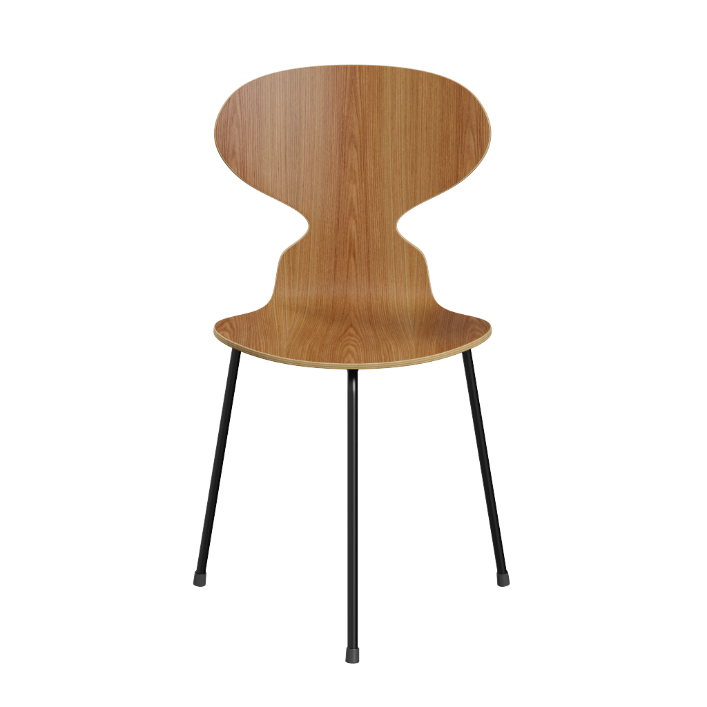 3100 Myren med 3 ben, sort stel af Arne Jacobsen - Klar lakeret finér - Elm - Jacobsen Plus