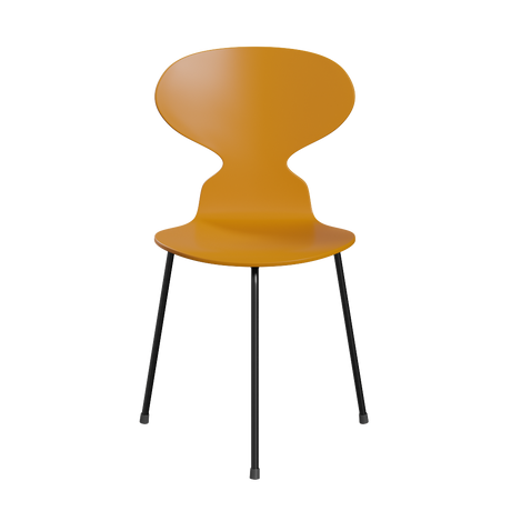 3100 Myren med 3 ben, sort stel af Arne Jacobsen - Lakeret finér - Burnt Yellow (470) - Jacobsen Plus