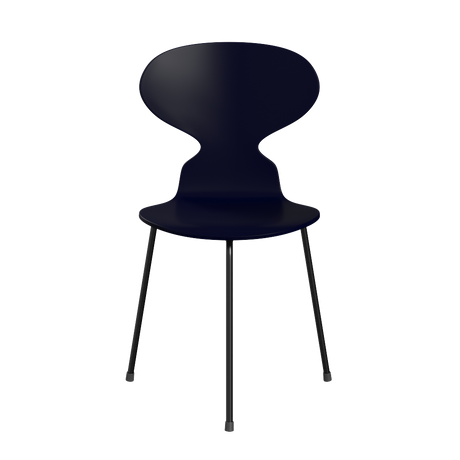 3100 Myren med 3 ben, sort stel af Arne Jacobsen - Lakeret finér - Midnight Blue (890) - Jacobsen Plus