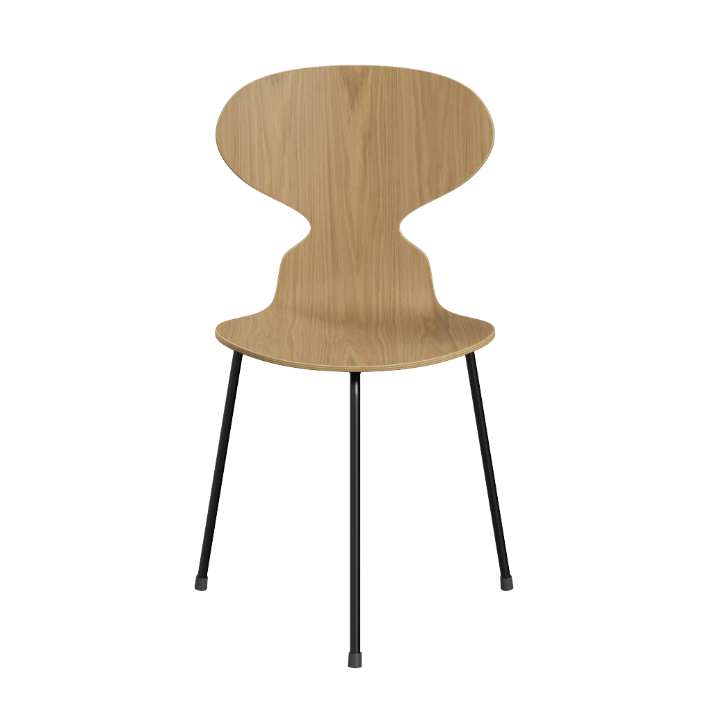 3100 Myren med 3 ben, sort stel af Arne Jacobsen - Klar lakeret finér - Eg - Jacobsen Plus