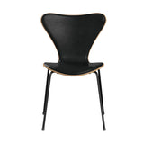 Fritz Hansen - 3107 stol, naturfiner og forsidepolstret i Grace læder - Bøg - Sort læder - Sort stel - Jacobsen Plus