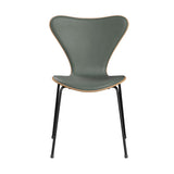 Fritz Hansen - 3107 stol, naturfiner og forsidepolstret i Grace læder - Bøg - Concrete Grey læder - Sort stel - Jacobsen Plus