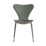 Fritz Hansen - 3107 stol, naturfiner og forsidepolstret i Grace læder - Bøg - Concrete Grey læder - Silver Grey stel - Jacobsen Plus