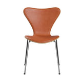 Fritz Hansen - 3107 stol, naturfiner og forsidepolstret i Grace læder - Bøg - Valnød læder - Krom stel - Jacobsen Plus