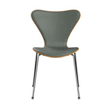 Fritz Hansen - 3107 stol, naturfiner og forsidepolstret i Grace læder - Kirsebær - Concrete Grey læder - Krom stel - Jacobsen Plus