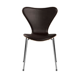 Fritz Hansen - 3107 stol, naturfiner og forsidepolstret i Grace læder - Mørkbejdset eg - Mørk brun læder - Krom stel - Jacobsen Plus