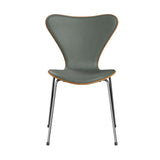 Fritz Hansen - 3107 stol, naturfiner og forsidepolstret i Grace læder - Elm - Concrete Grey læder - Krom stel - Jacobsen Plus