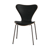 Fritz Hansen - 3107 stol, naturfiner og forsidepolstret i Grace læder - Valnød - Sort læder - Brown Bronze stel - Jacobsen Plus