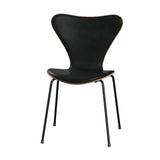 Fritz Hansen - 3107 stol, naturfiner og forsidepolstret i Grace læder - Valnød - Sort læder - Sort stel - Jacobsen Plus