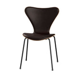 Fritz Hansen - 3107 stol, naturfiner og forsidepolstret i Grace læder - Valnød - Mørk brun læder - Sort stel - Jacobsen Plus