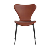 Fritz Hansen - 3107 stol, fuldpolstret i Grace læder - Chestnut læder - Black stel - Jacobsen Plus