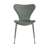 Fritz Hansen - 3107 stol, fuldpolstret i Grace læder - Concrete Grey læder - Chrome stel - Jacobsen Plus