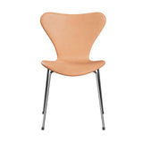 Fritz Hansen - 3107 stol, fuldpolstret i Natur læder - Krom stel - Jacobsen Plus