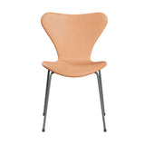 Fritz Hansen - 3107 stol, fuldpolstret i Natur læder - Silver Grey stel - Jacobsen Plus