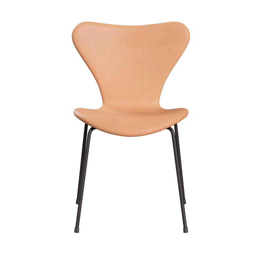 Fritz Hansen - 3107 stol, fuldpolstret i Natur læder - Warm Graphite - Jacobsen Plus