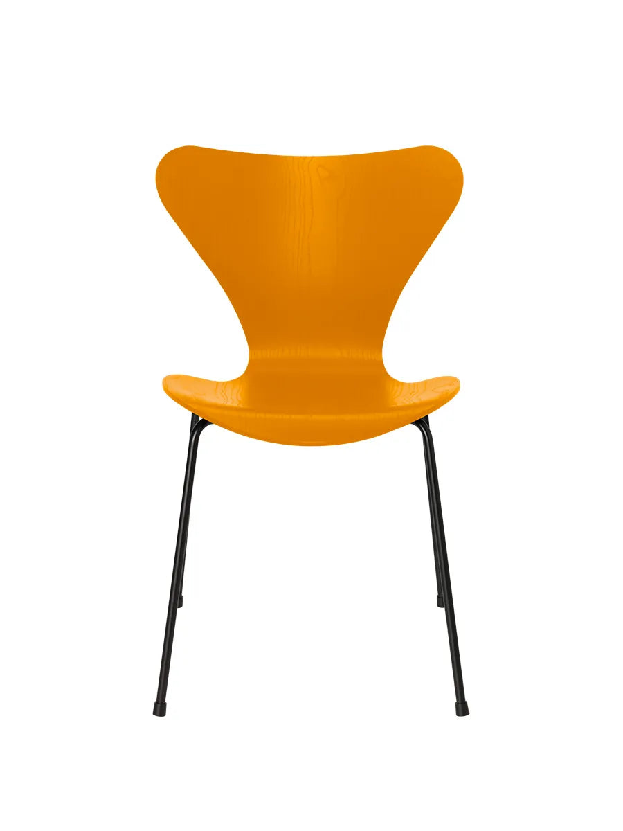 3107 Serie 7 stol i farvet ask af Arne Jacobsen - Burnt Yellow / Sort - Jacobsen Plus