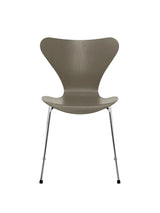 3107 Serie 7 stol i farvet ask af Arne Jacobsen - Olive Green / Krom - Jacobsen Plus