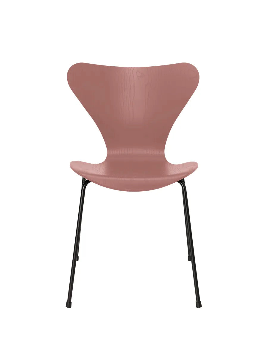 3107 Serie 7 stol i farvet ask af Arne Jacobsen - Wild Rose / Sort - Jacobsen Plus