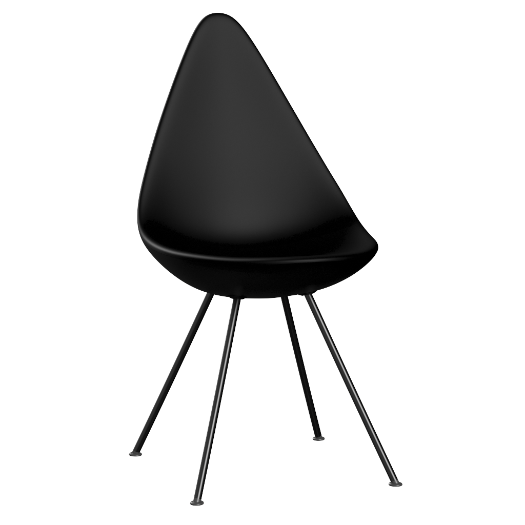 3110 Dråben, plast af Arne Jacobsen - Sort / Sort - Jacobsen Plus