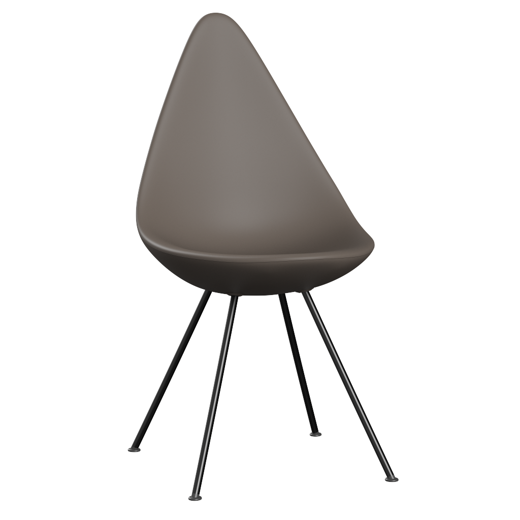 3110 Dråben, plast af Arne Jacobsen - Deep Clay / Sort - Jacobsen Plus