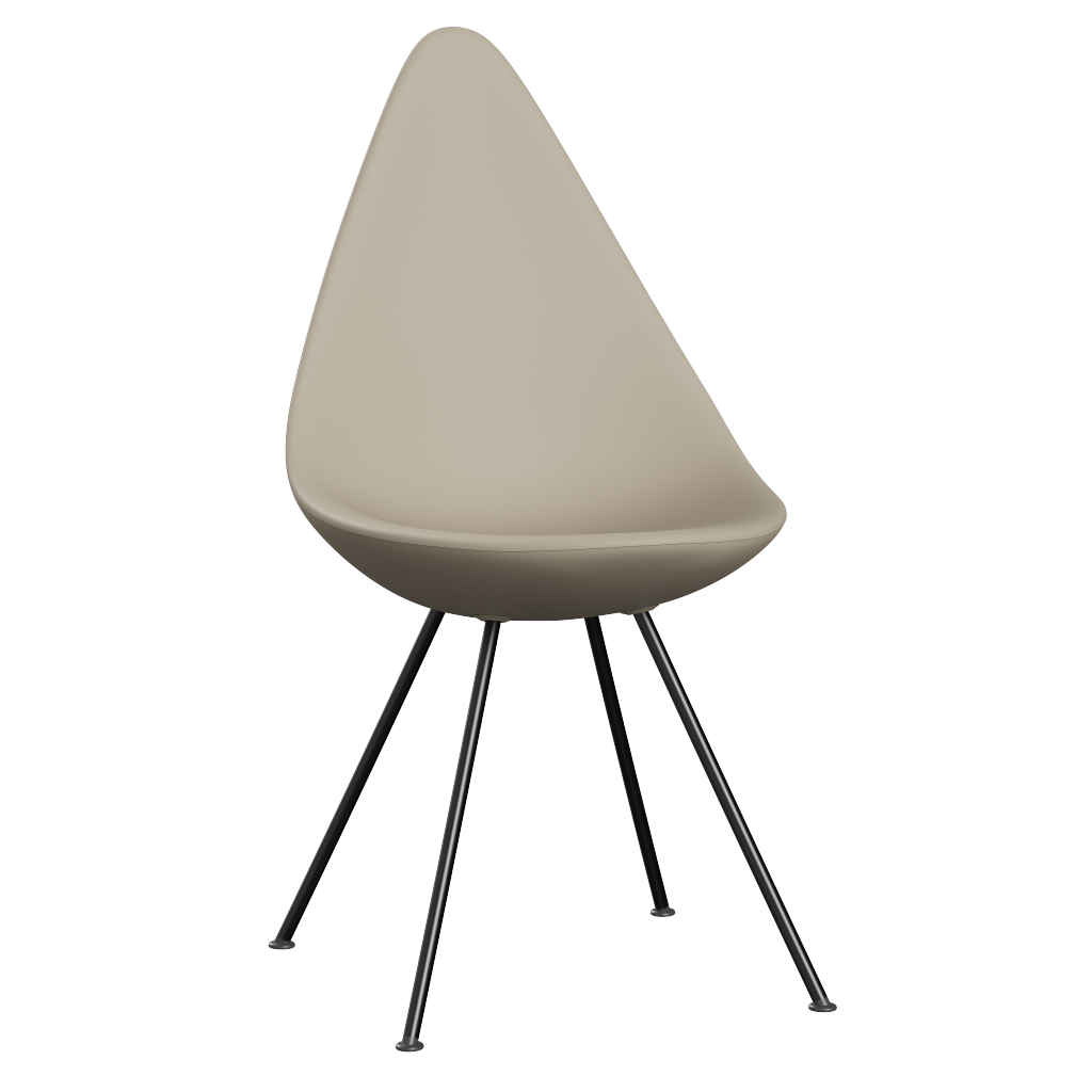 3110 Dråben, plast af Arne Jacobsen - Light Beige / Sort - Jacobsen Plus