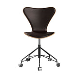 Fritz Hansen - 3117 kontorstol, naturfiner og forsidepolstret i Grace læder - Bøg - Mørk brun læder - Sort stel - Jacobsen Plus