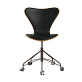 Fritz Hansen - 3117 kontorstol, naturfiner og forsidepolstret i Grace læder - Kirsebær - Sort læder - Brown Bronze stel - Jacobsen Plus