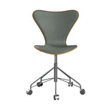 Fritz Hansen - 3117 kontorstol, naturfiner og forsidepolstret i Grace læder - Kirsebær - Concrete Grey læder - Silver Grey stel - Jacobsen Plus