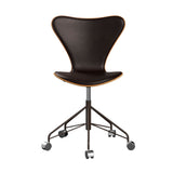 Fritz Hansen - 3117 kontorstol, naturfiner og forsidepolstret i Grace læder - Kirsebær - Mørk brun læder - Brown Bronze stel - Jacobsen Plus